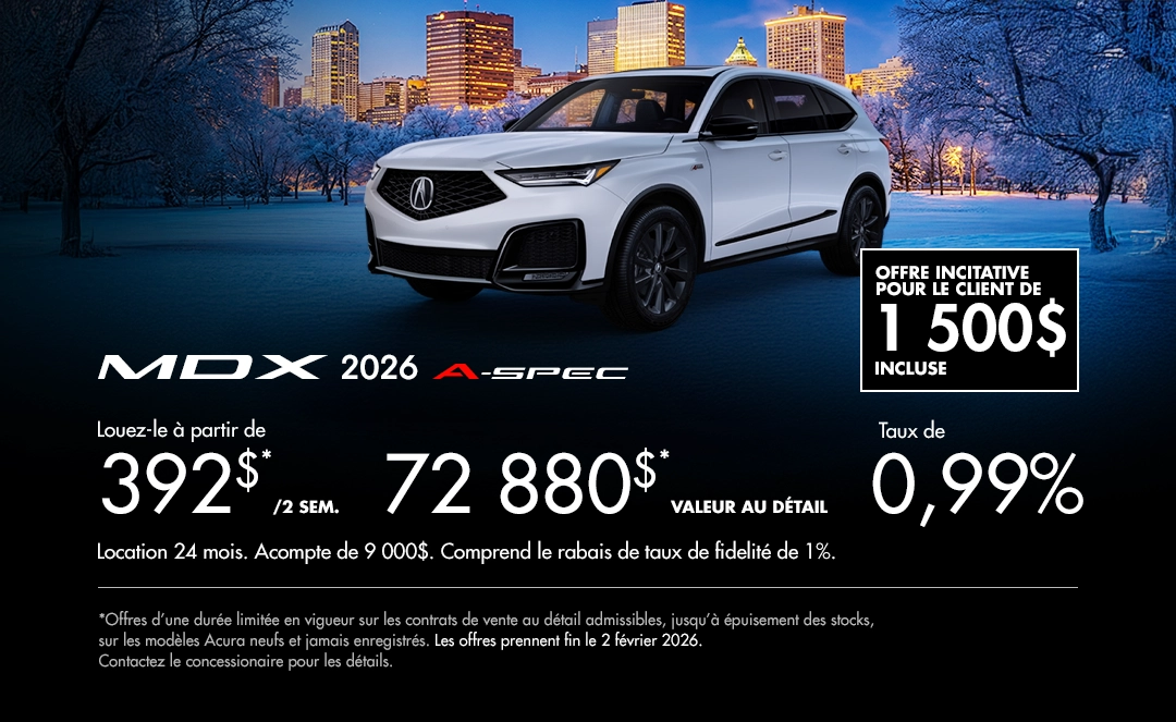 Bannière de Promotion Acura MDX 2026